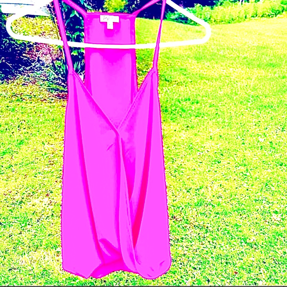 Lily White Large Fuchsia Sleeveless Blouse Wear with a Tank or Without - Sexy!
